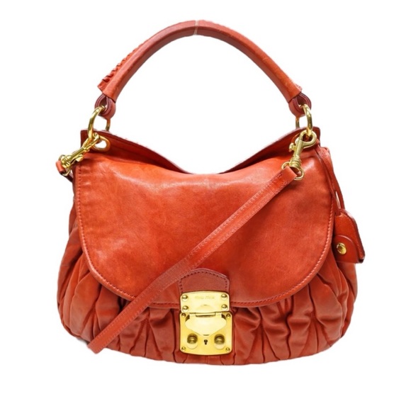 Miu Miu Handbags - MIU MIU Matelasse Leather Bag - Red